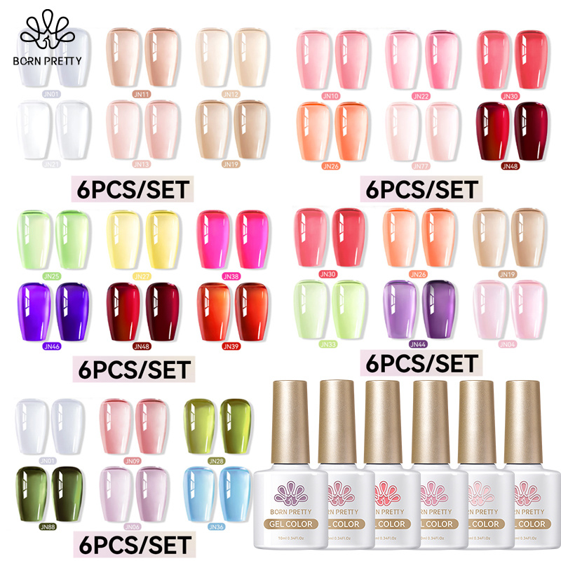 Nail Art Jelly - BORN PRETTY6Pcs 10ML เล็บเจลชุด Jelly Nude