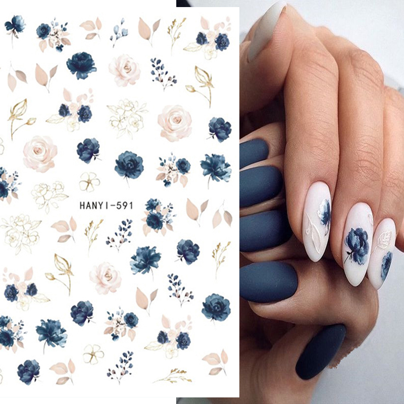 Nail Art Elegant - 3d Nail Art Decals สีขาว RoyalBlue
