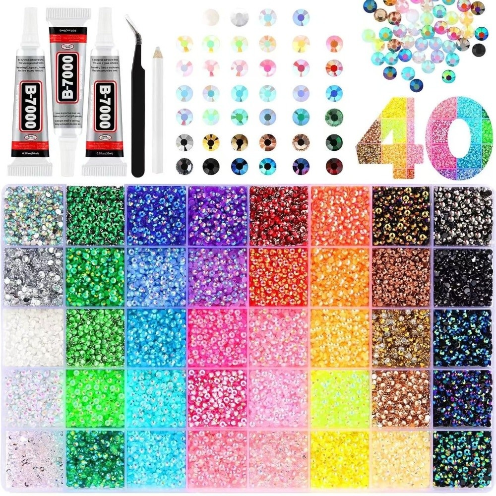 Nail Art Jelly - ชุดเรซิ่นหลากสีประดับเพชร DIY อุปกรณ์ตกแต่งงานฝีมือ เพชรเยลลี่วิบวับแบบหลังแบน สำหรับตกแต่งเล็บและงานประดิษฐ์