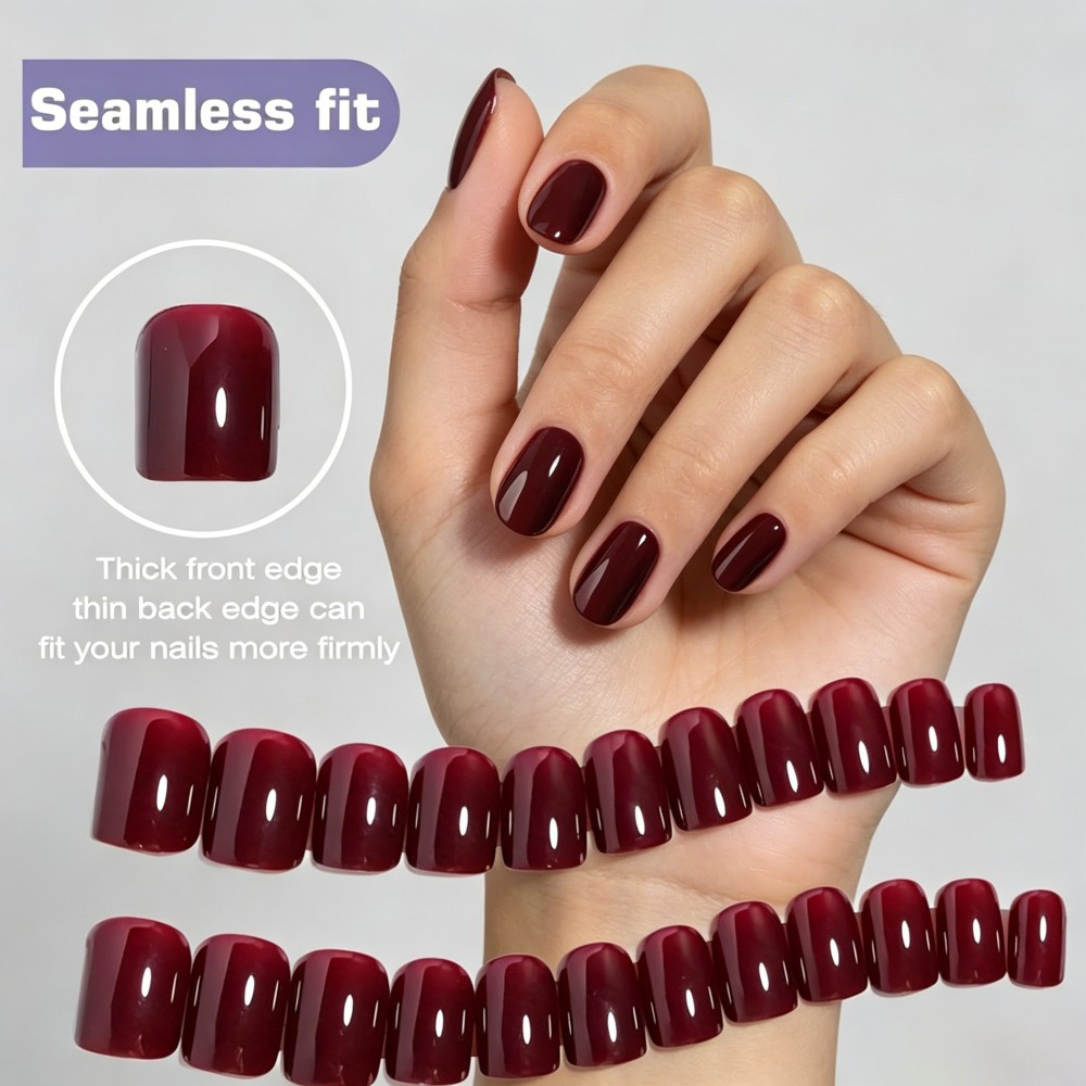 ชุดเล็บปลอมทรงแคทอายสีแดงไวน์  - Nail Art Red Wine Cat Eye บทวิจารณ์และราคา