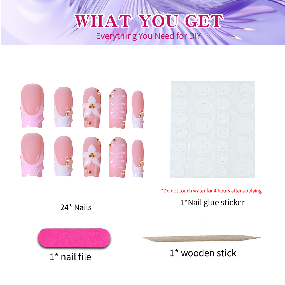 24 ชิ้นต่อกล่อง เล็บปลอมทรงสี่ - Nail Art Y2K บทวิจารณ์และราคา