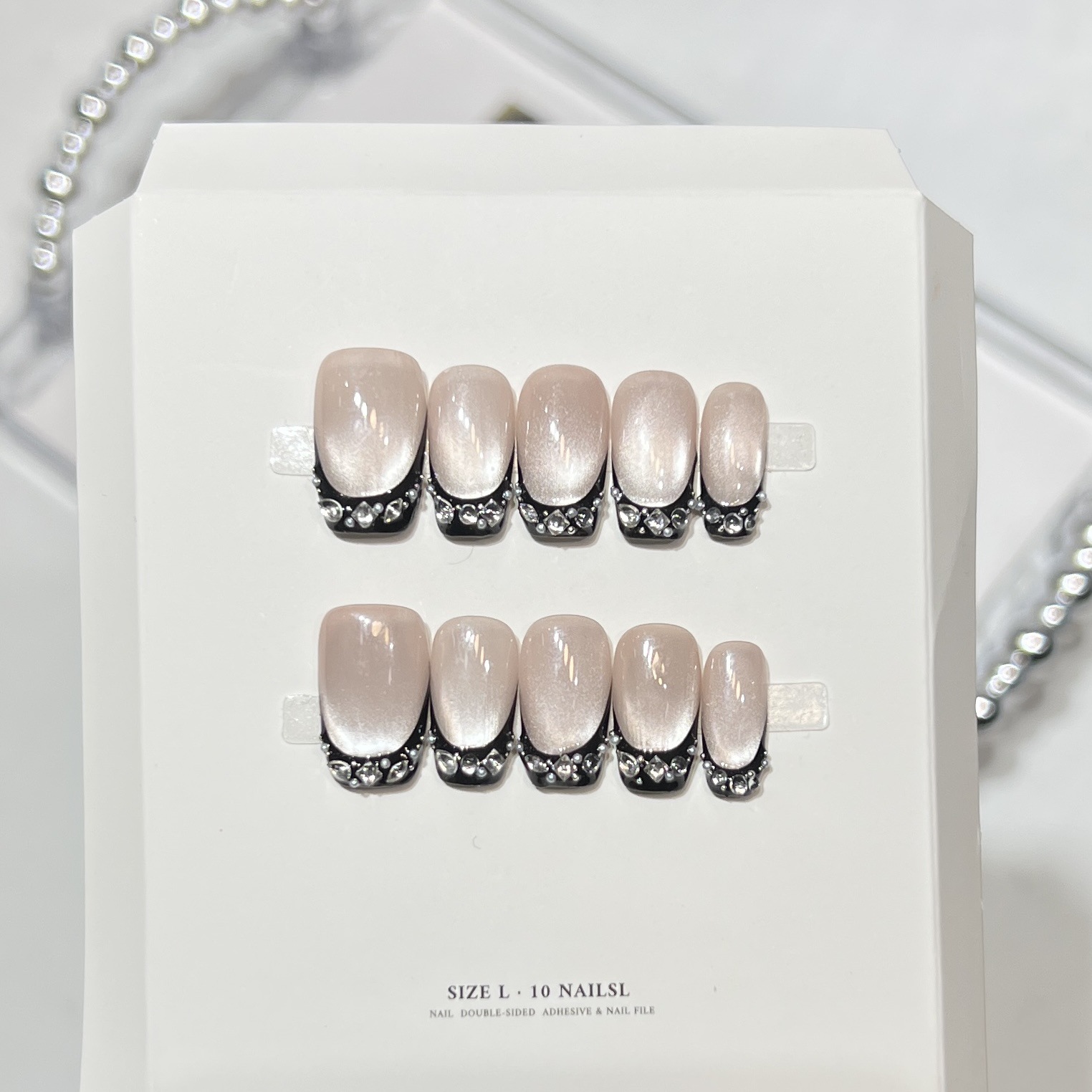 เล็บปลอมแบบกดติดลายตาแมวสีดำ 1 - Nail Art Wedding บทวิจารณ์และราคา