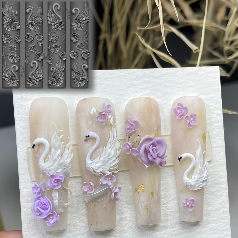 แม่พิมพ์ซิลิโคนลายดอกกุหลาบหงส - Nail Art Elegant บทวิจารณ์และราคา