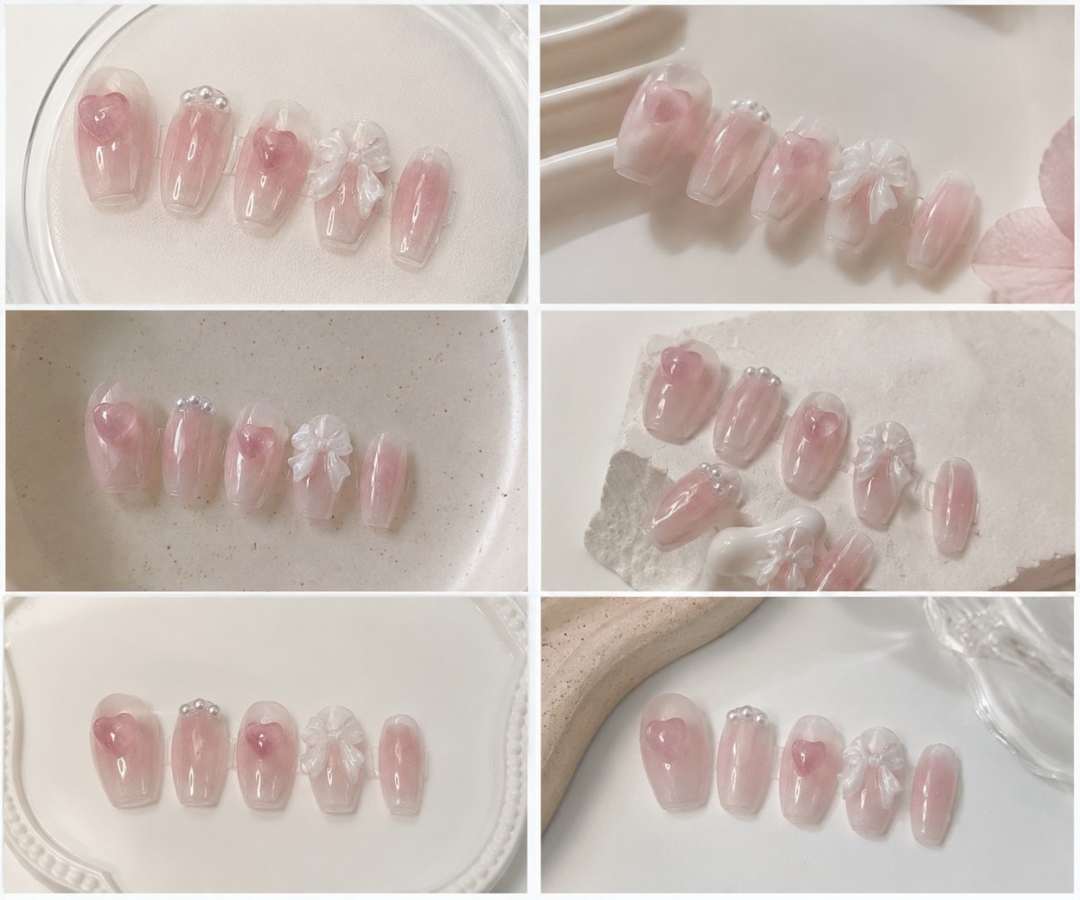 เล็บปลอมสีชมพูหวานสไตล์เจ้าหญิ - Nail Art Y2K บทวิจารณ์และราคา