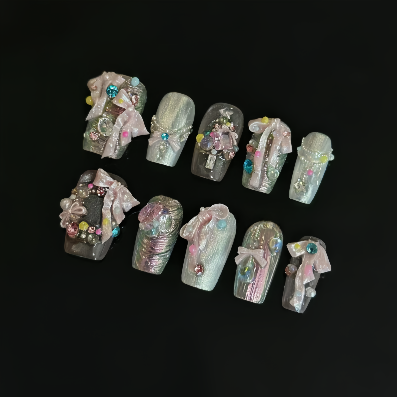 แม่พิมพ์เพ้นท์เล็บพร้อมโบว์ริบ - Nail Art Elegant บทวิจารณ์และราคา