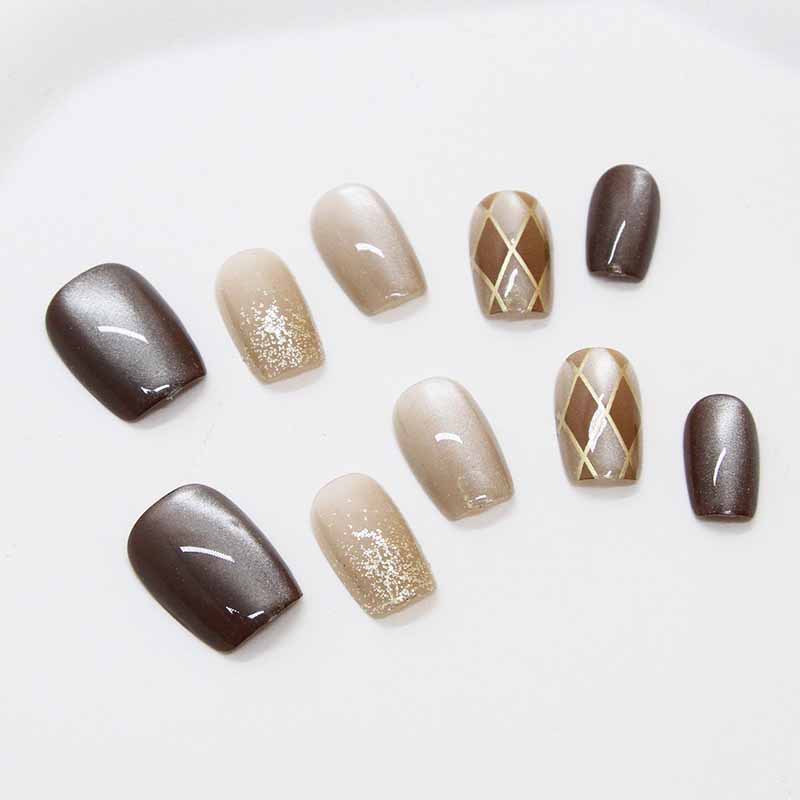 10 ชิ้นผู้หญิงไวน์แดงทําด้วยมื - Nail Art Red Wine Cat Eye บทวิจารณ์และราคา