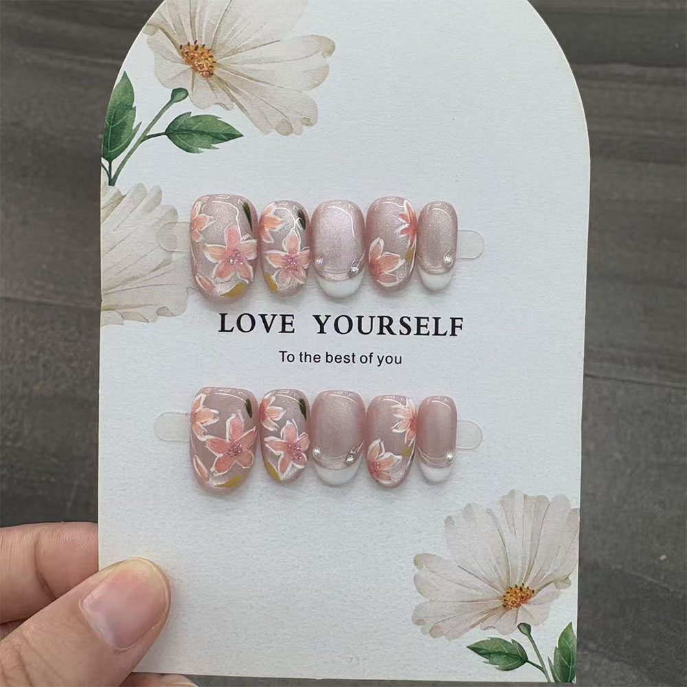เล็บปลอมลายดอกไม้แบบวาดด้วยมือ - Nail Art Elegant บทวิจารณ์และราคา