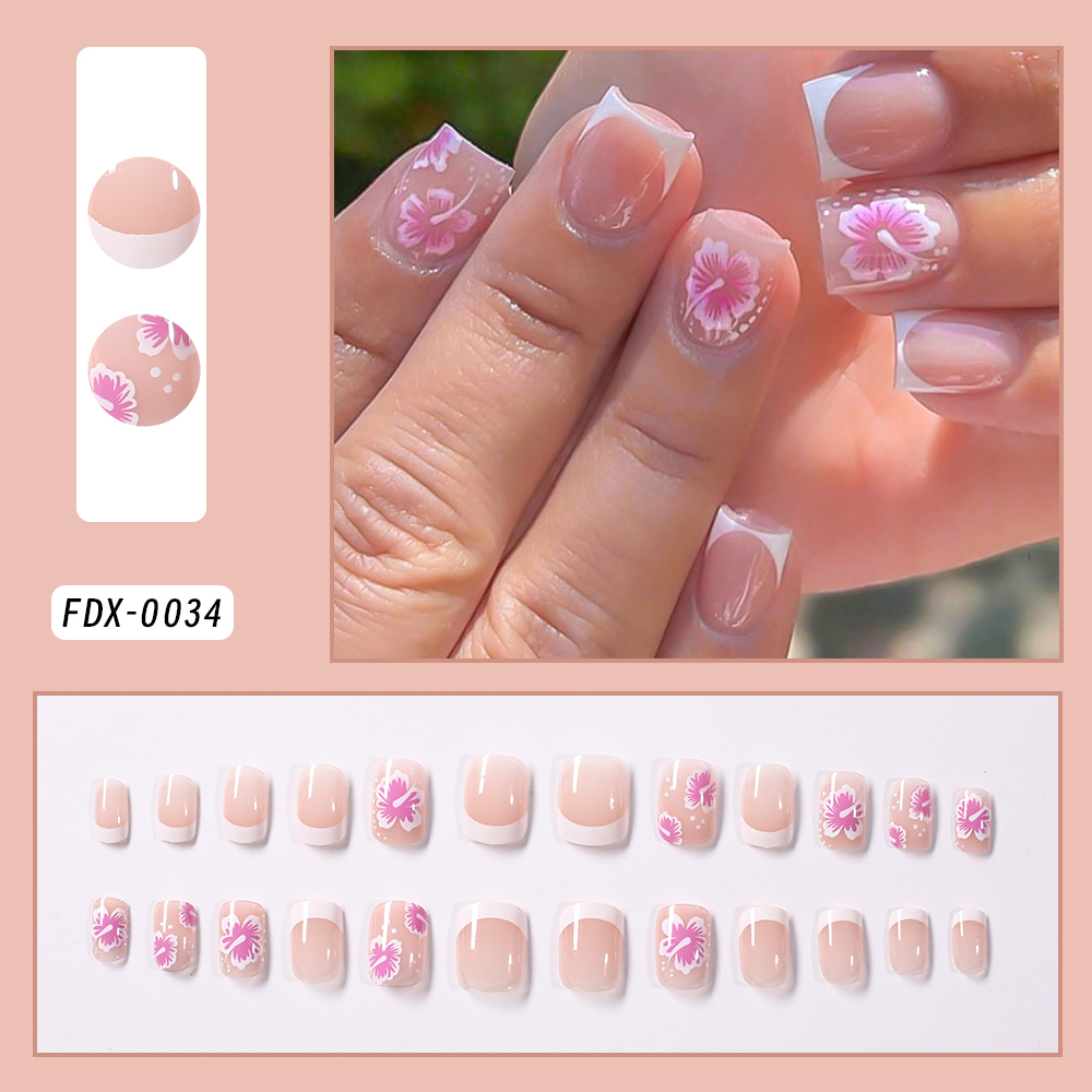 24 ชิ้นดอกไม้ฝรั่งเศสเล็บปลอมส - Nail Art Wedding บทวิจารณ์และราคา