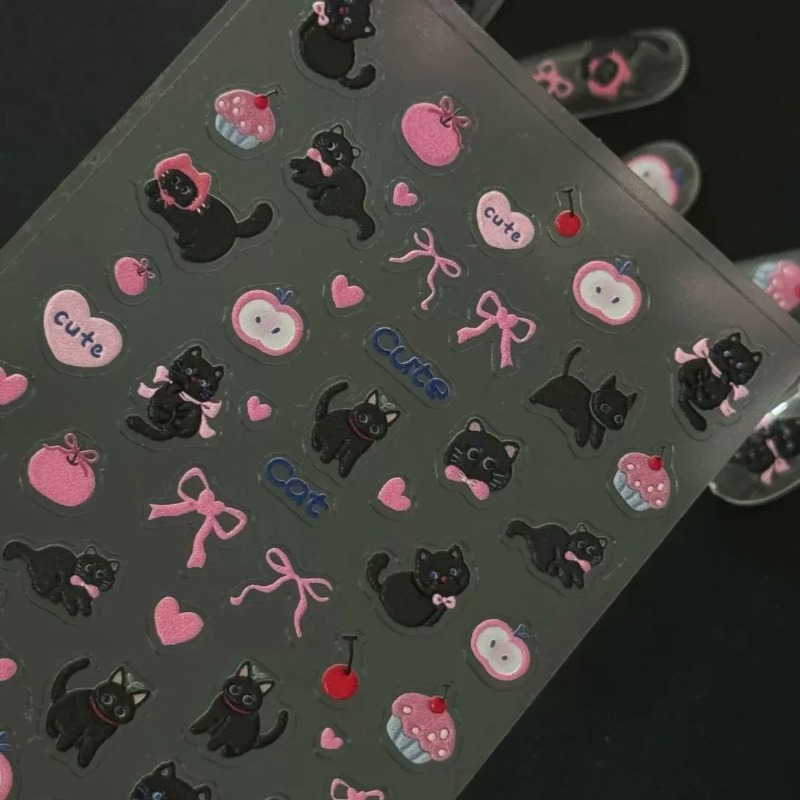 สติกเกอร์นูน 3 มิติ ลายแมวดำน่ - Nail Art Jelly บทวิจารณ์และราคา