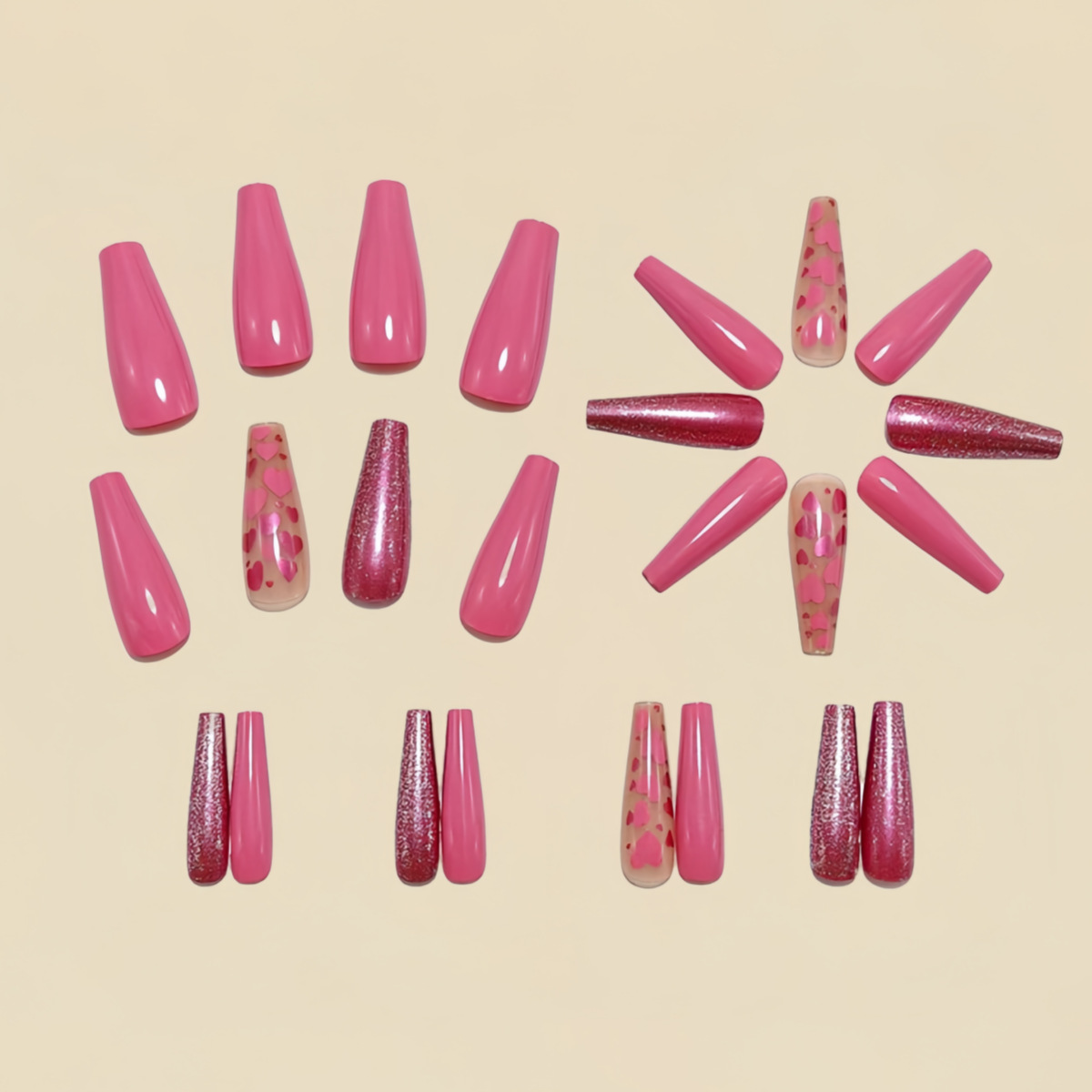 เล็บปลอมขนาดกลาง-ยาว ลายหัวใจส - Nail Art Wedding บทวิจารณ์และราคา
