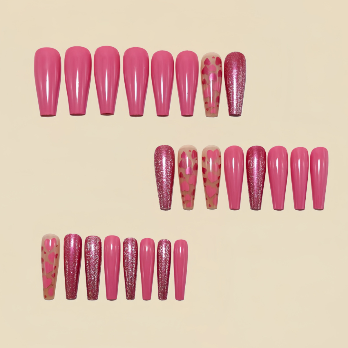 เล็บปลอมขนาดกลาง-ยาว ลายหัวใจส - Nail Art Wedding บทวิจารณ์และราคา
