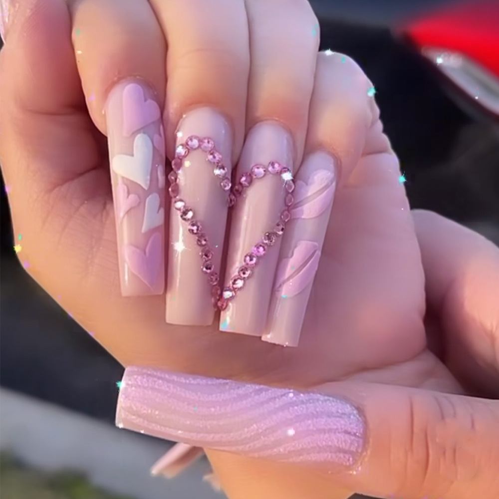 เล็บปลอมขนาดกลาง-ยาว ลายหัวใจส - Nail Art Wedding บทวิจารณ์และราคา