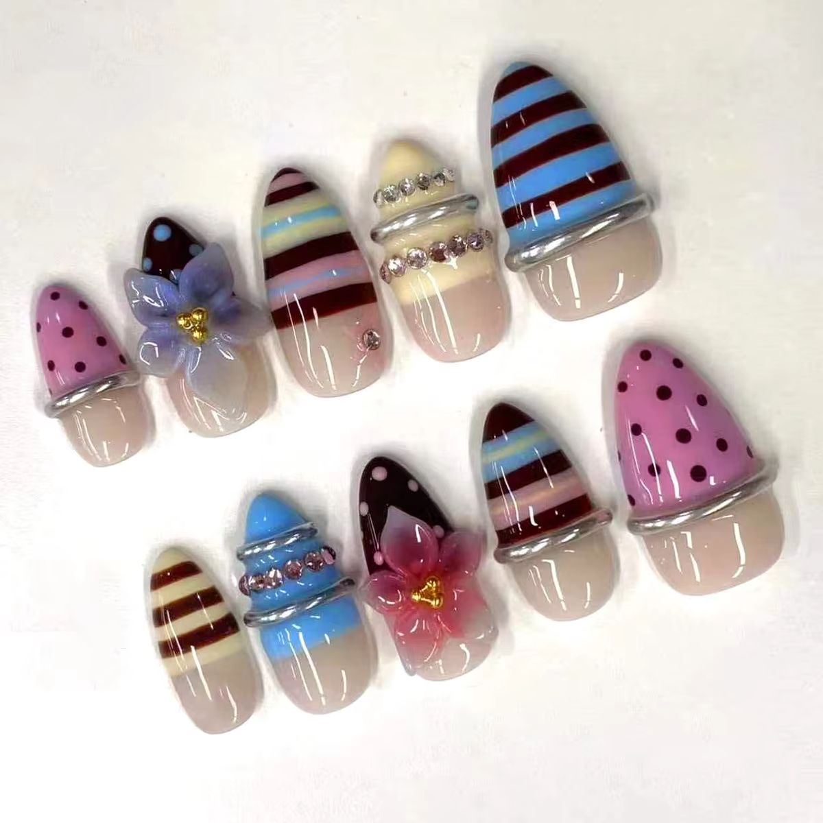 เล็บปลอมแบบกดติด 24 ชิ้น ลายอั - Nail Art Red Wine Cat Eye บทวิจารณ์และราคา