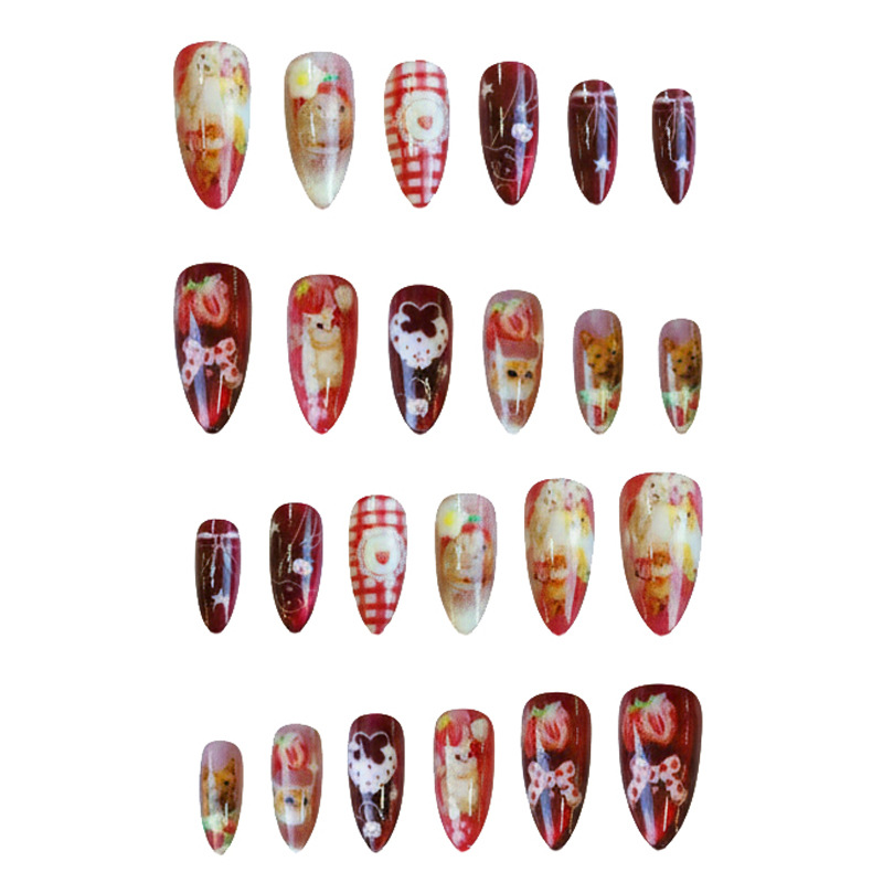 เล็บปลอมลายแมวสตรอว์เบอร์รี่ 2 - Nail Art Y2K บทวิจารณ์และราคา