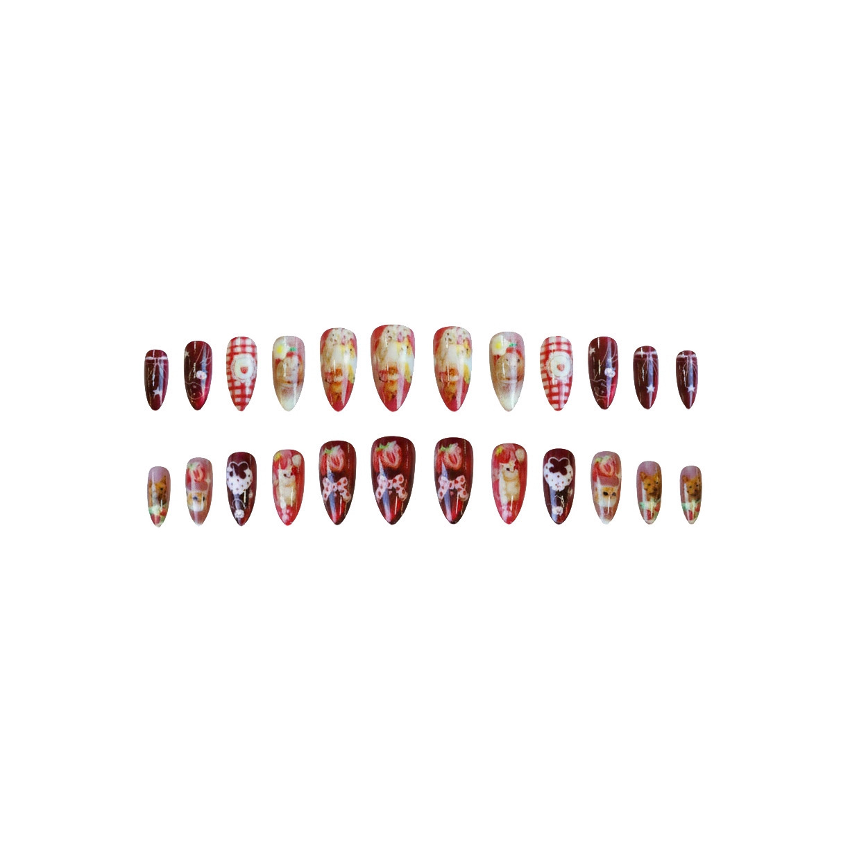 เล็บปลอมลายแมวสตรอว์เบอร์รี่ 2 - Nail Art Y2K บทวิจารณ์และราคา
